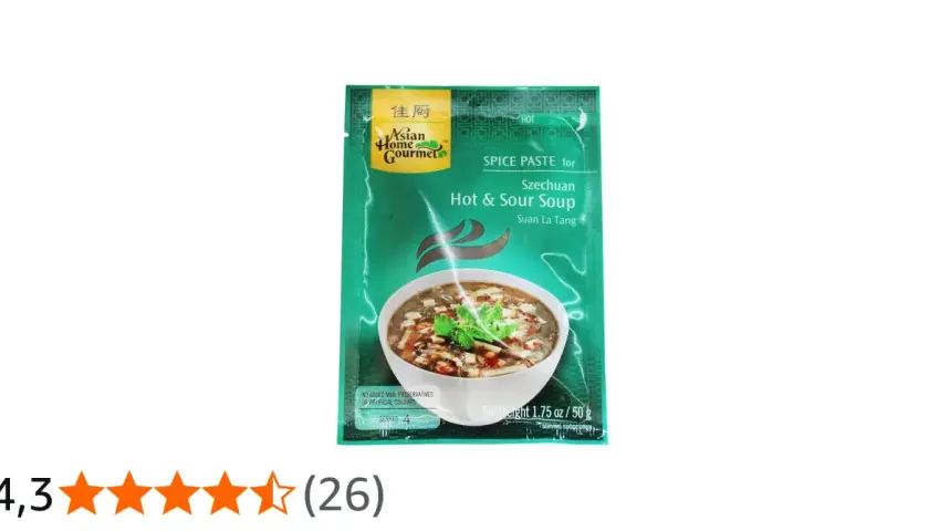 Szechuan Hot & Sour Soup Gewürzpaste von Asian Home Gourmet. Perfekt für eine authentische, sauer scharfe Suppe.